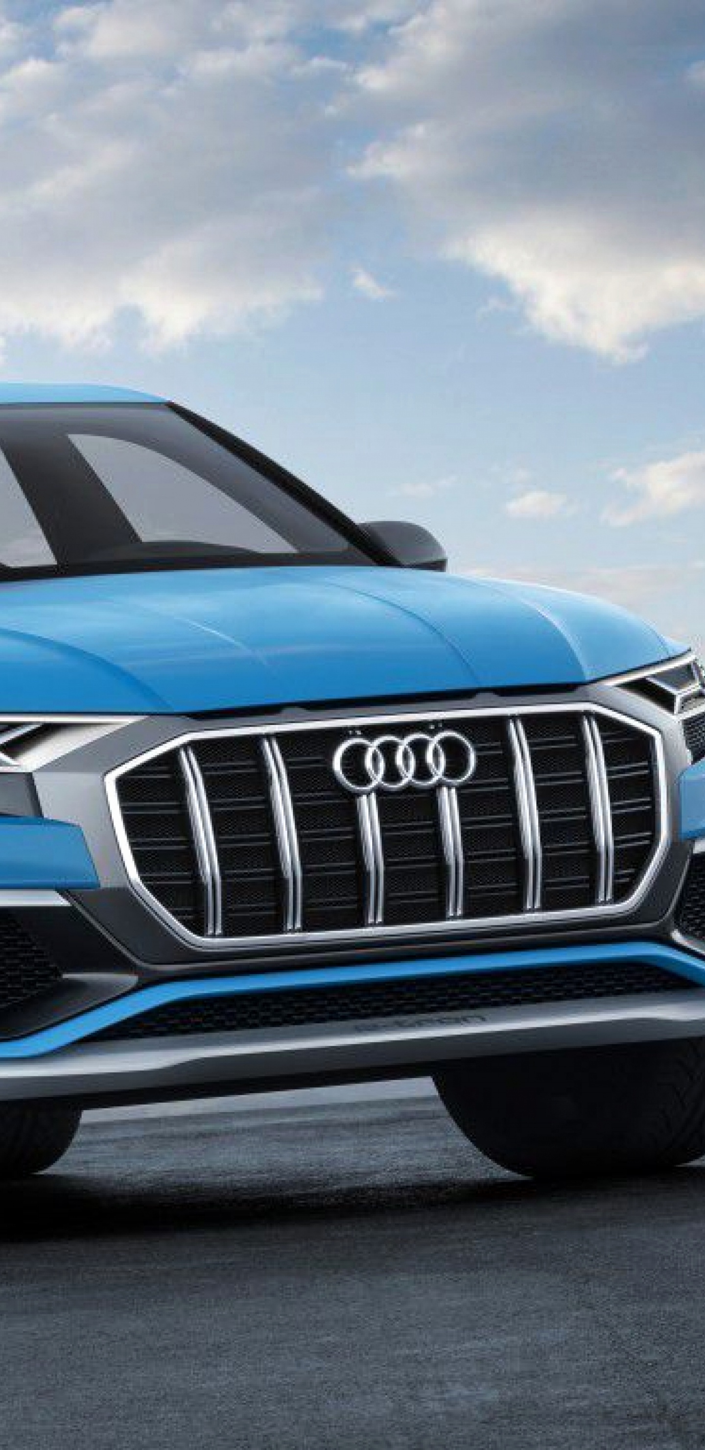 Blauer Audi a 4 Tagsüber Unterwegs. Wallpaper in 1440x2960 Resolution