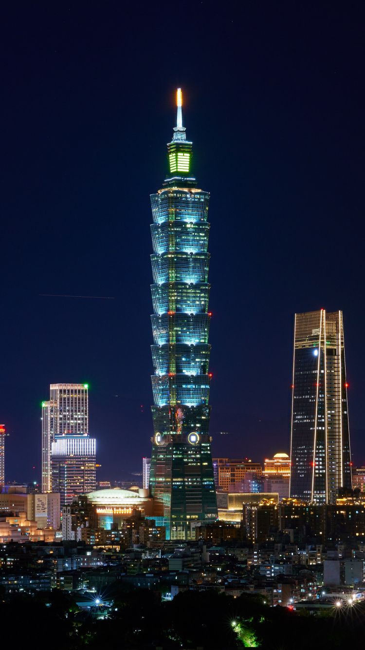City Skyline During Night Time. Wallpaper in 750x1334 Resolution