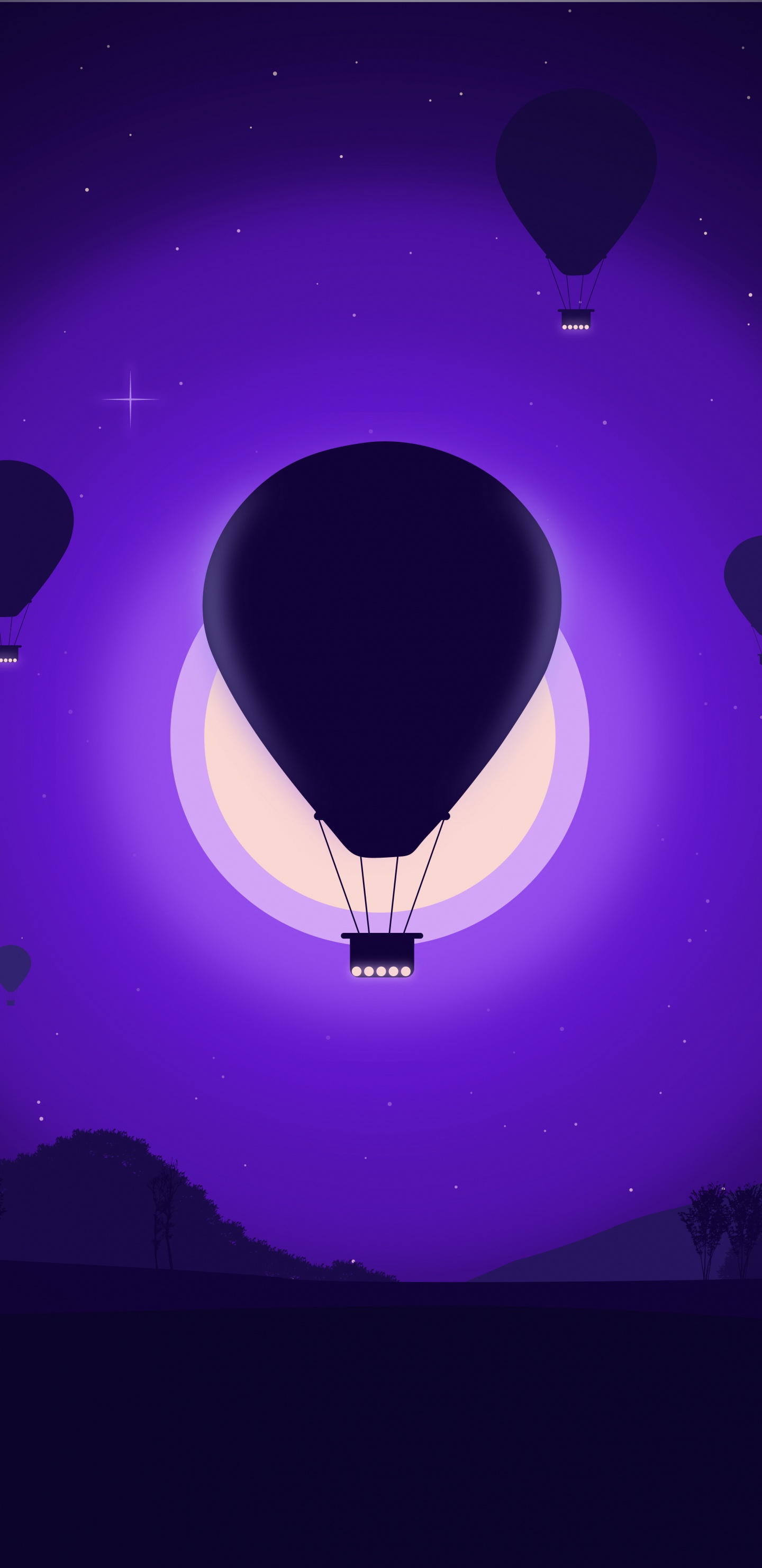 Lumière en Forme de Coeur Violet et Noir. Wallpaper in 1440x2960 Resolution