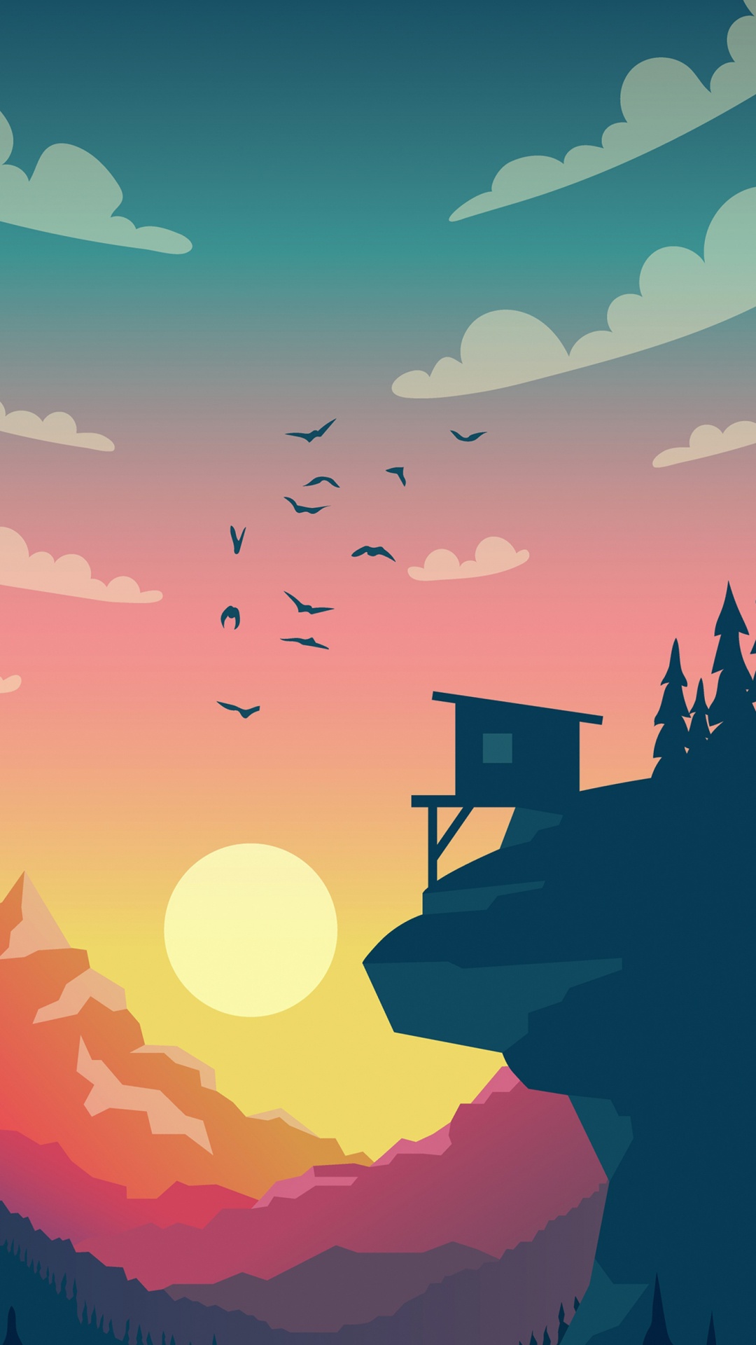 Vector Art Day and Night, Illustration, Graphic Design, Art, Vector Graphics. Wallpaper in 1080x1920 Resolution