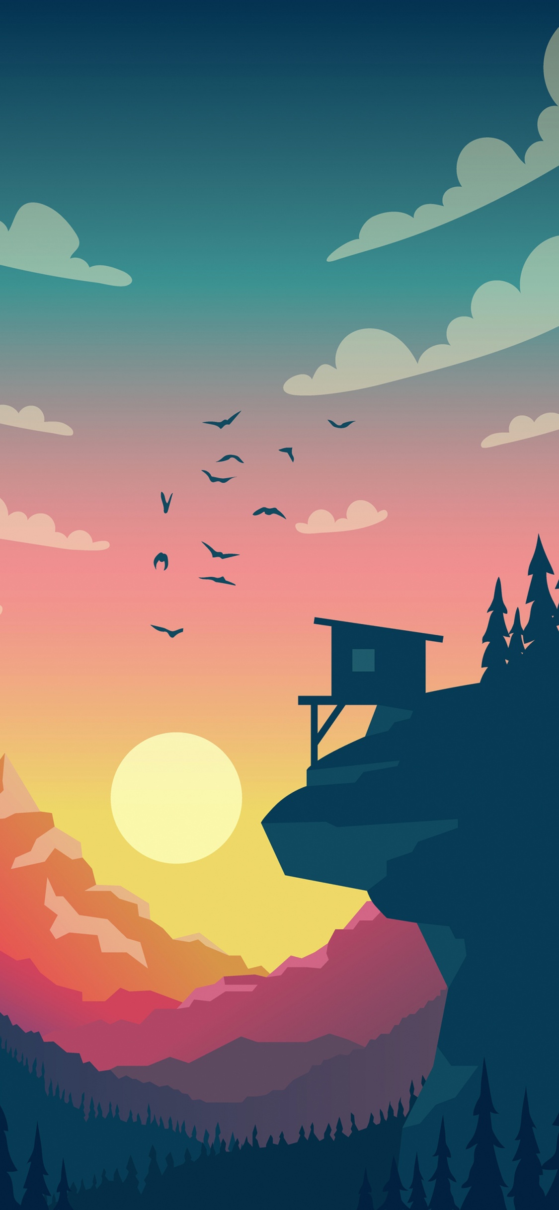 Vector Art Day and Night, Illustration, Graphic Design, Art, Vector Graphics. Wallpaper in 1125x2436 Resolution