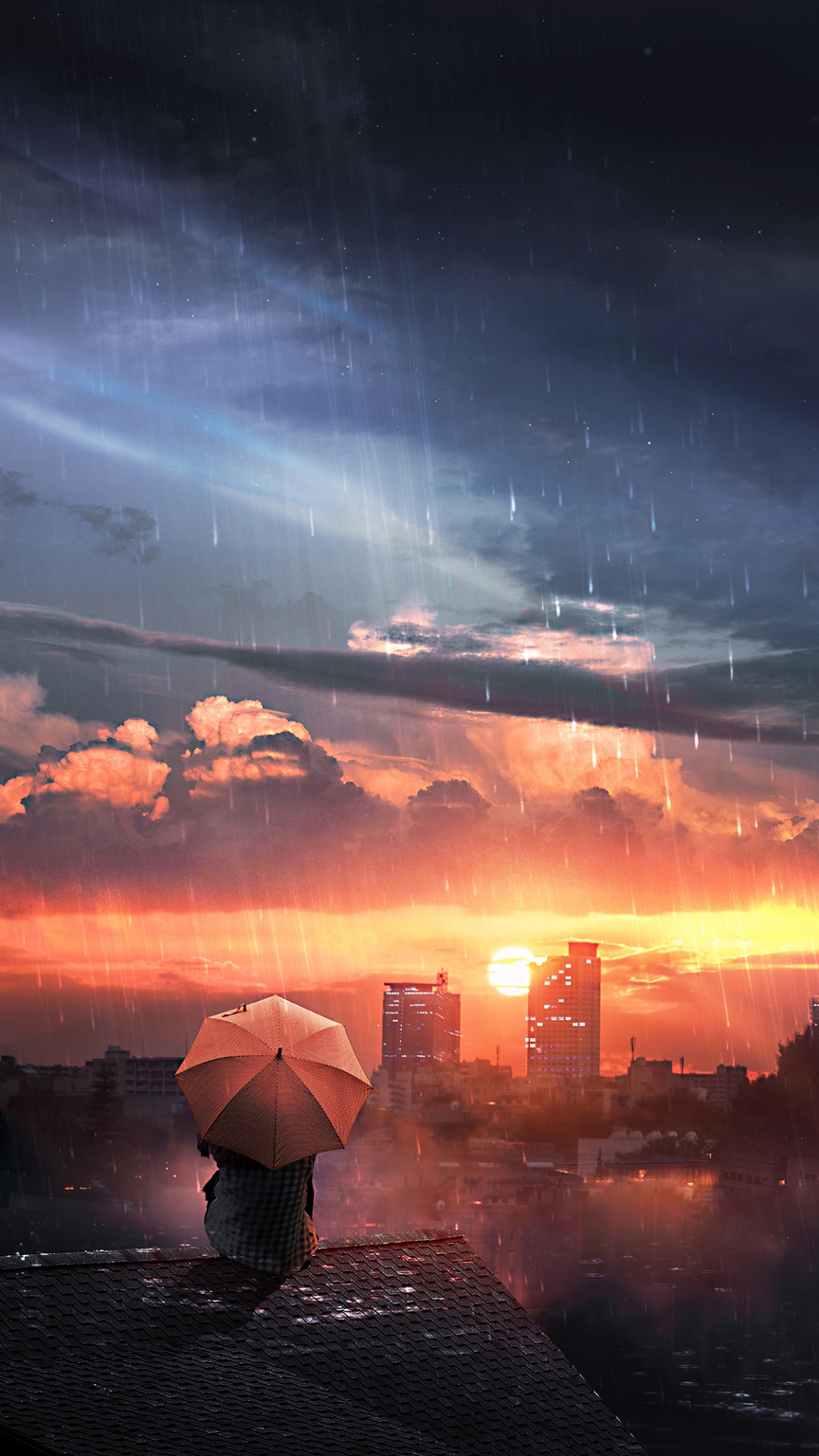 Silhouette of People Holding Umbrella During Sunset. Wallpaper in 1080x1920 Resolution