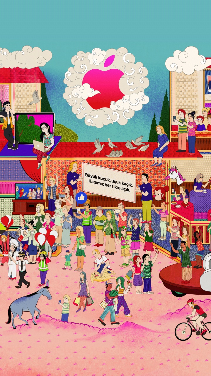 Annonce du Magasin Apple Badat, Avenue Baignée, Pomme Badat Rue, Apple, Pink. Wallpaper in 720x1280 Resolution