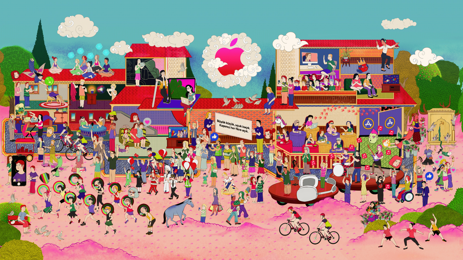 Apple Badat Store Ankündigung, Gebadete Allee, Apfel Badat Straße, Äpfeln, Pink. Wallpaper in 1920x1080 Resolution