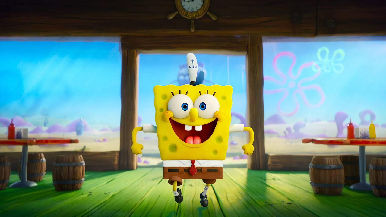 Spongebob Film Éponge en Fuite, Bob L'Éponge, Gary, Patrick L'Étoile, Paramount Pictures. Wallpaper in 1280x720 Resolution