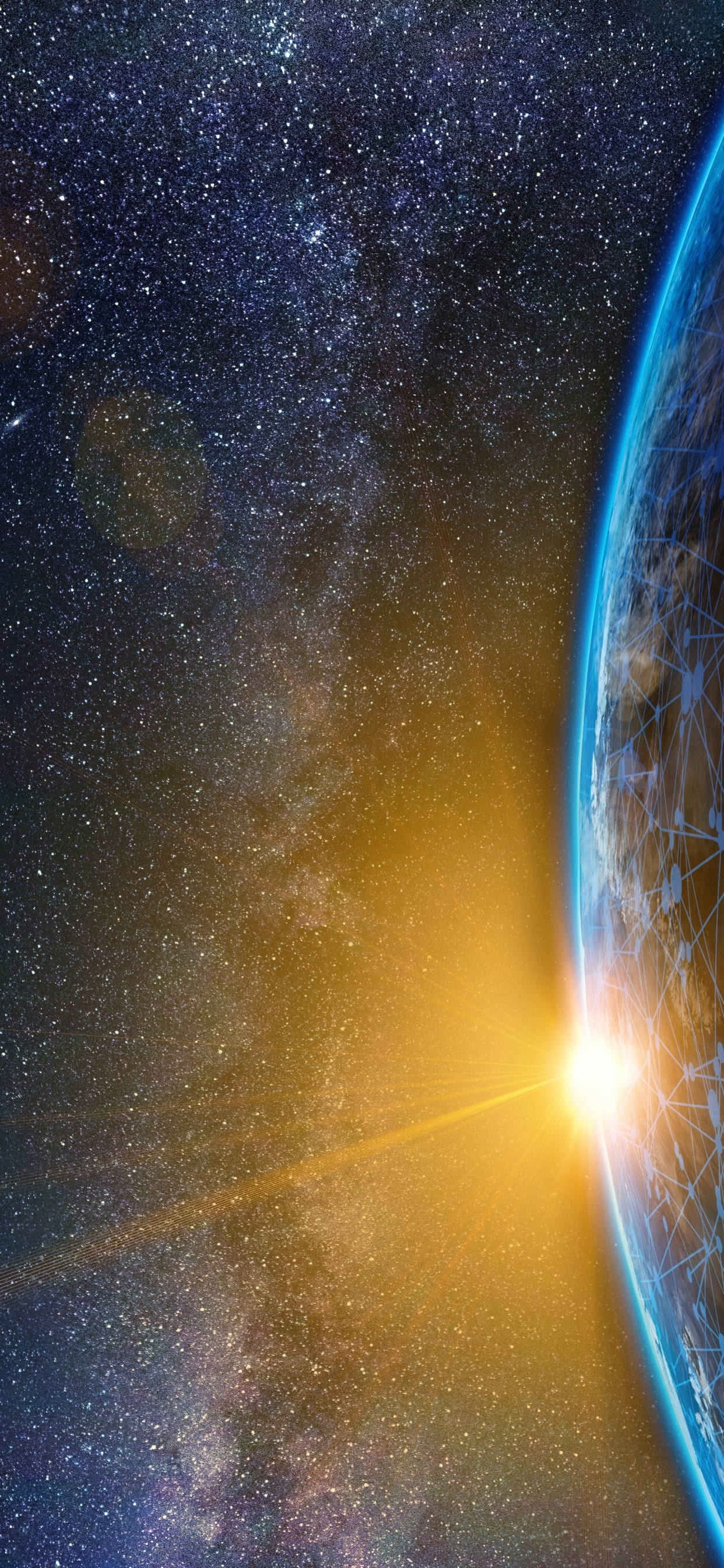 Blaue Und Weiße Galaxieillustration. Wallpaper in 1242x2688 Resolution