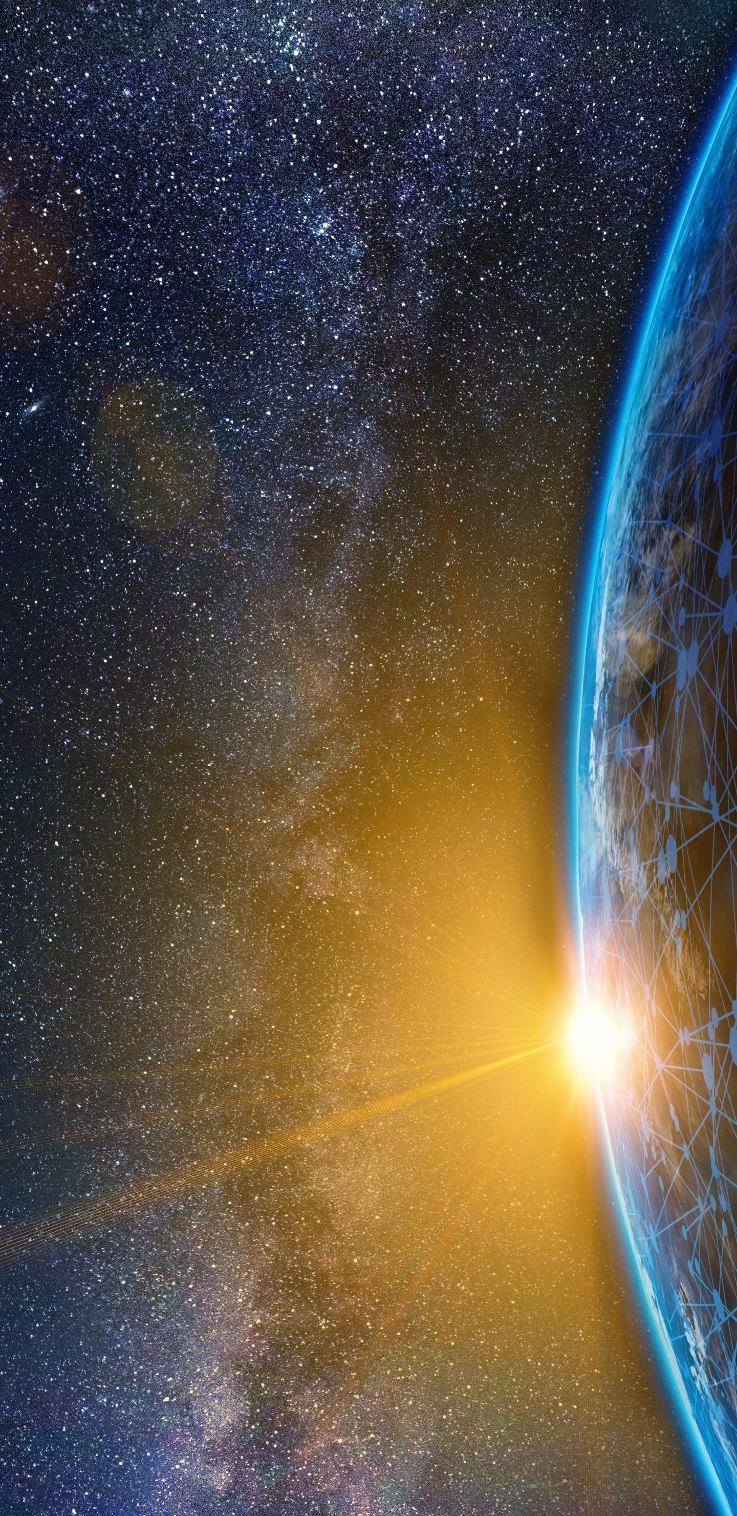 Illustration de la Galaxie Bleue et Blanche. Wallpaper in 1440x2960 Resolution