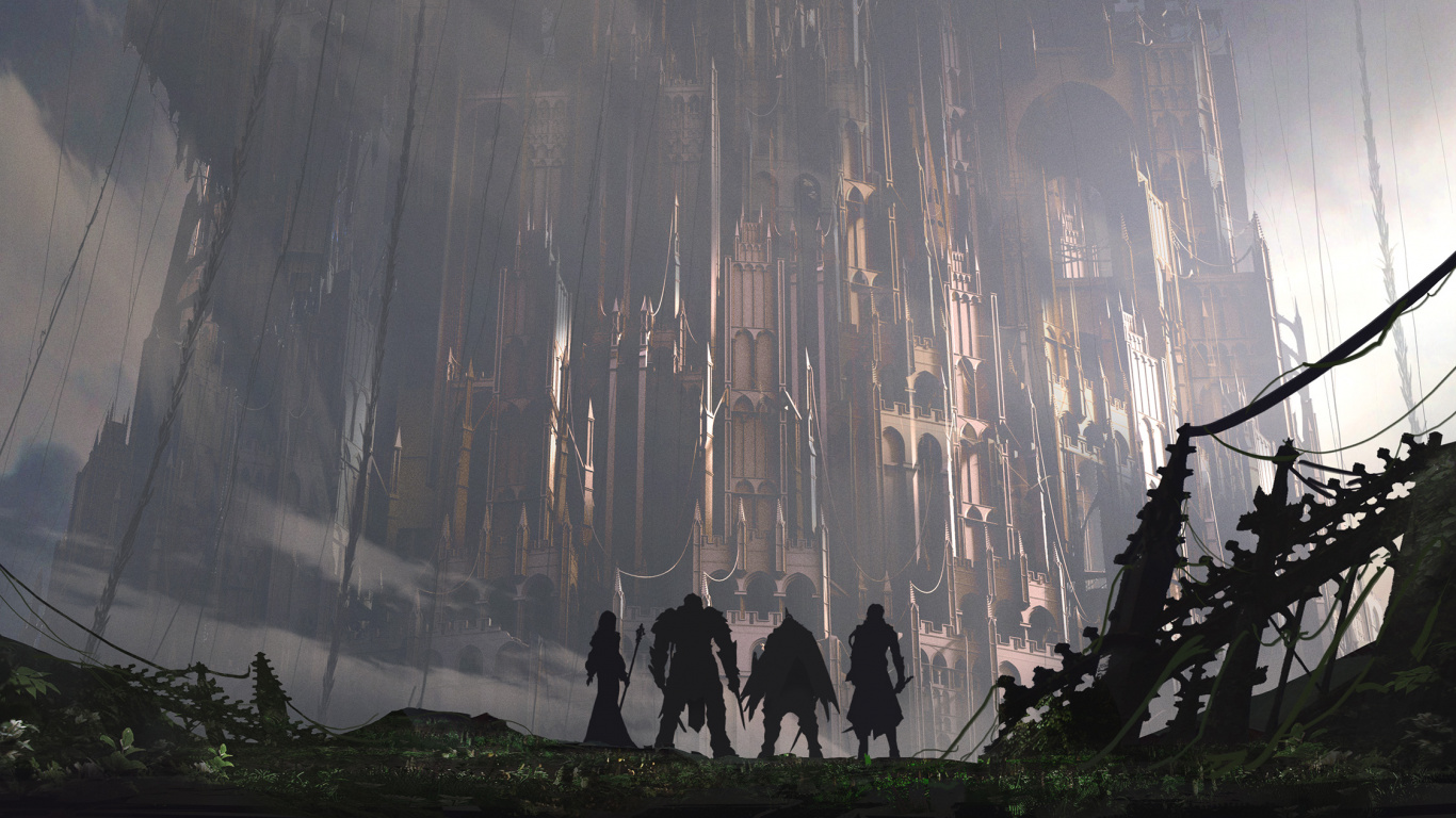 Ps4, 气氛, 森林, Nier自动机, 天空 壁纸 1366x768 允许