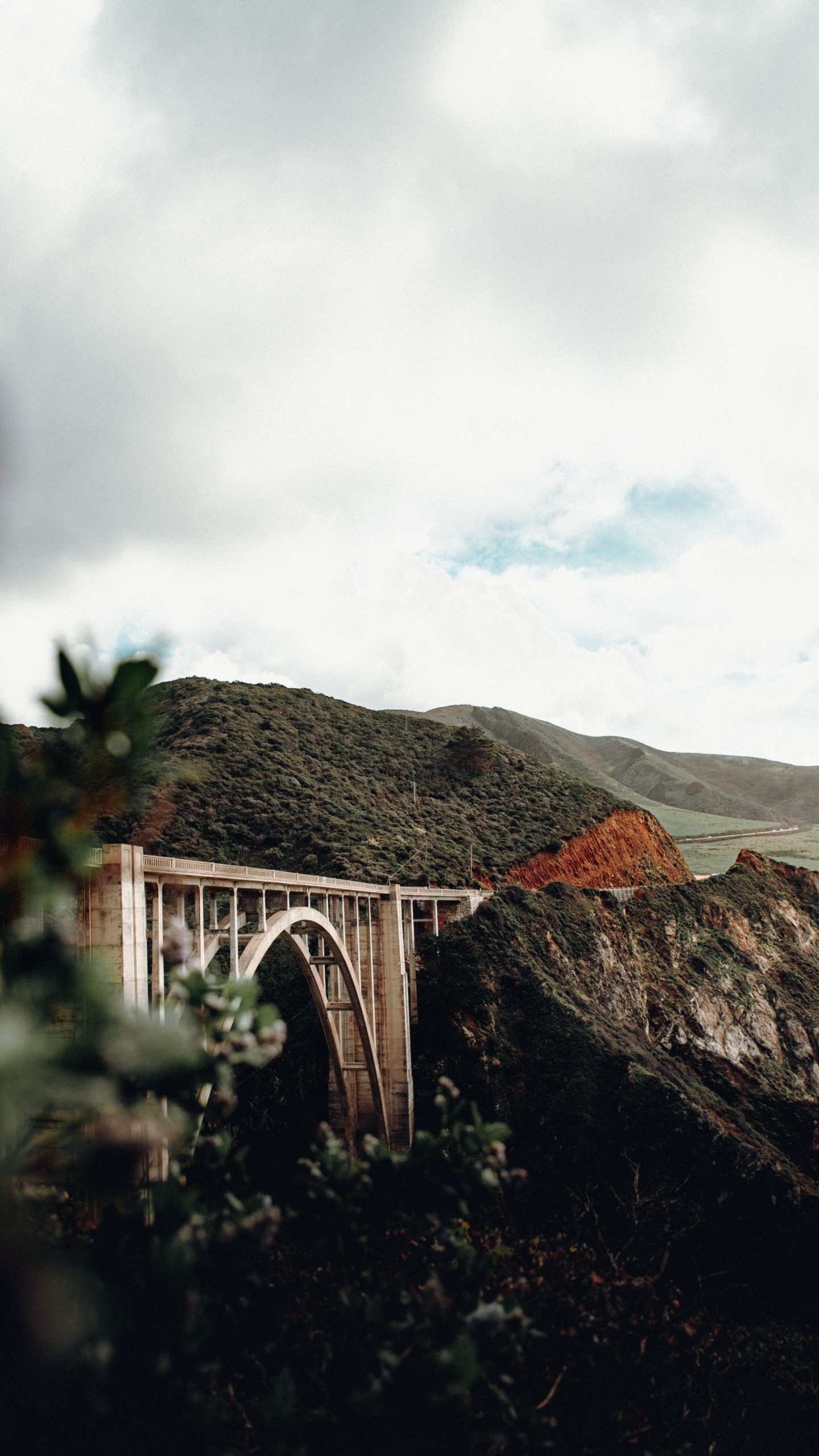 Architecture, Landscape, Leaf, Bixby Creek Bridge, Monterey. Wallpaper in 1440x2560 Resolution