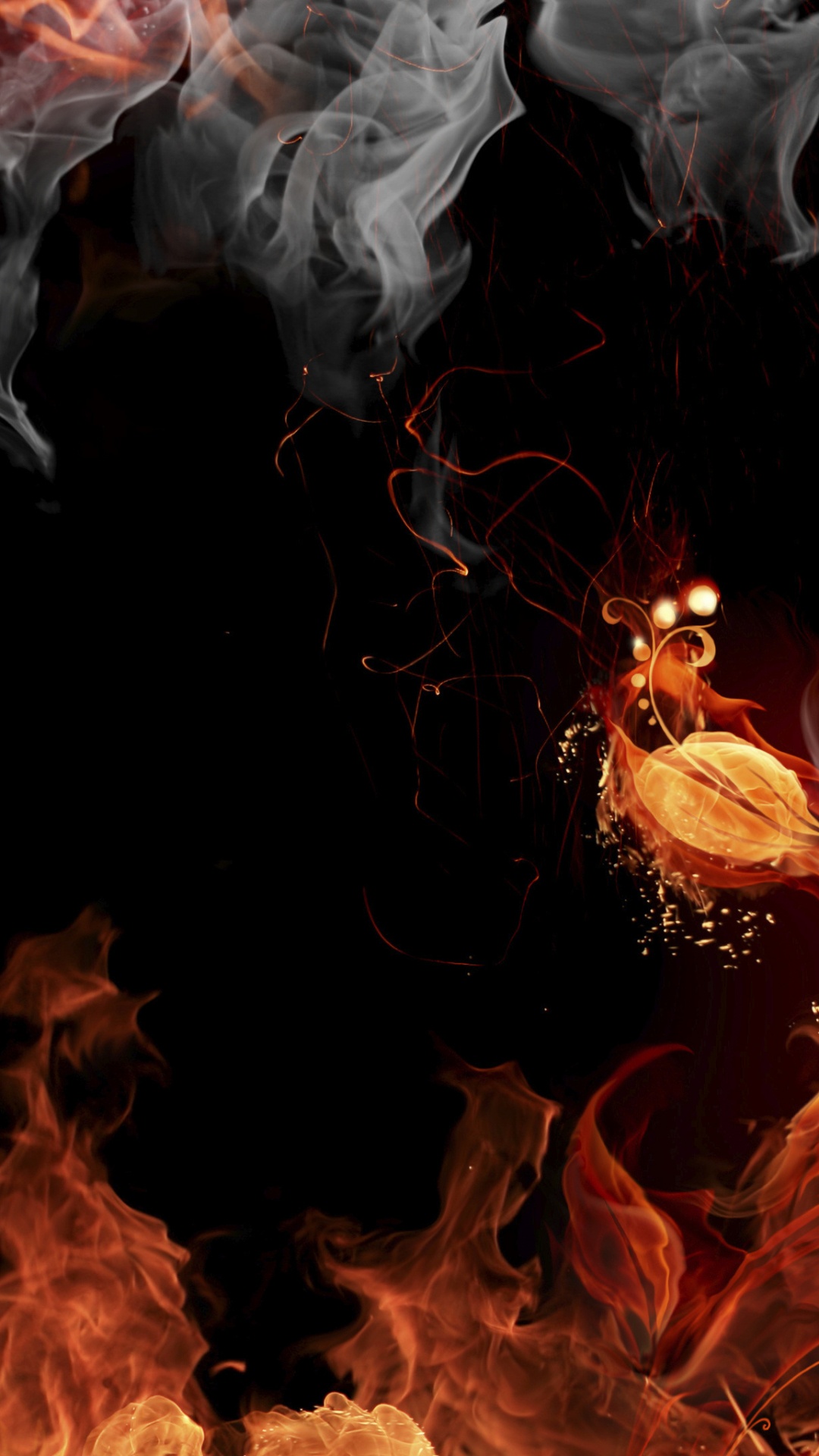 Illustration de Flamme Orange et Noire. Wallpaper in 1080x1920 Resolution
