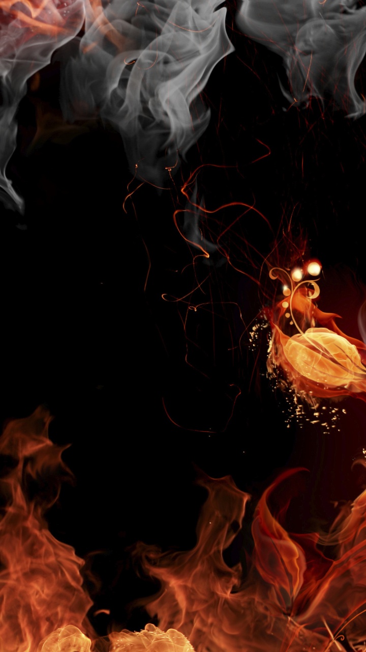 Illustration de Flamme Orange et Noire. Wallpaper in 720x1280 Resolution
