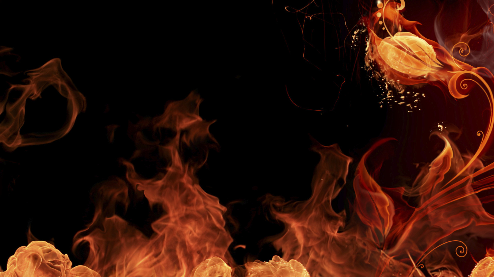 Orange and Black Flame Illustration. Wallpaper in 1920x1080 Resolution
