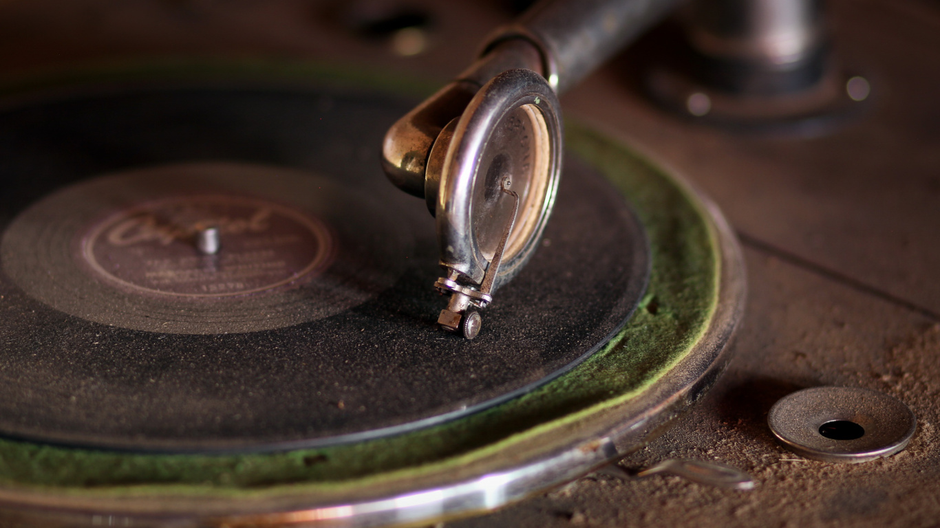 Phonograph, Schallplatte, Metall, Digitale Kunst, Grammophon. Wallpaper in 1366x768 Resolution