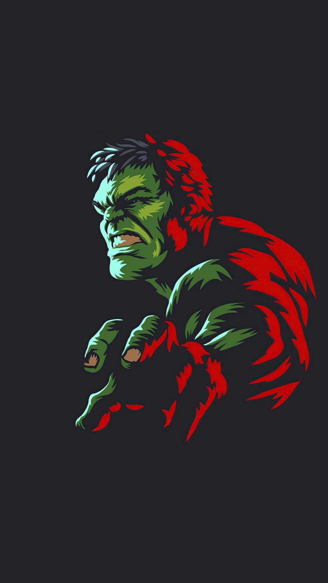 Hulk, el Minimalismo, Superhéroe, Marvel Comics, Arte. Wallpaper in 1080x1920 Resolution