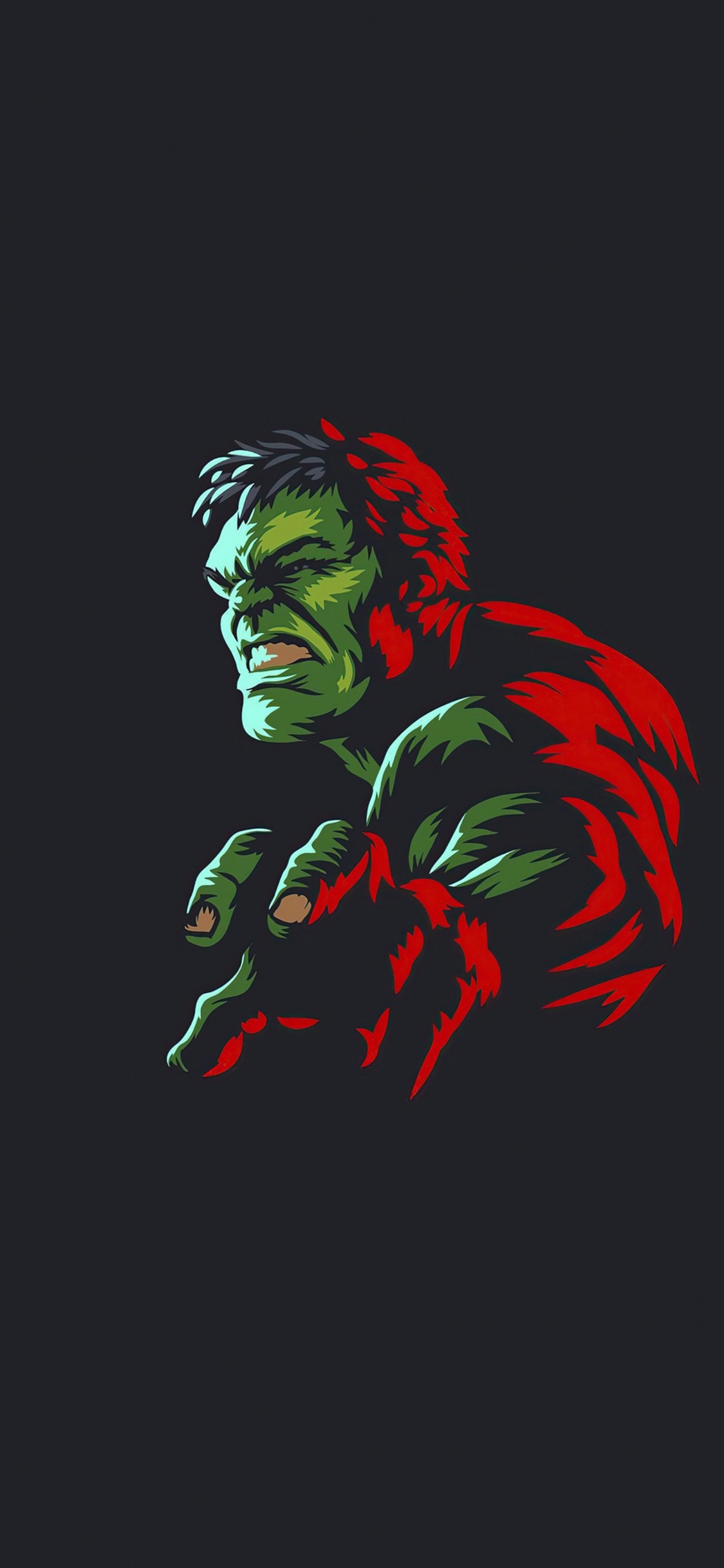 Hulk, el Minimalismo, Superhéroe, Marvel Comics, Arte. Wallpaper in 1125x2436 Resolution