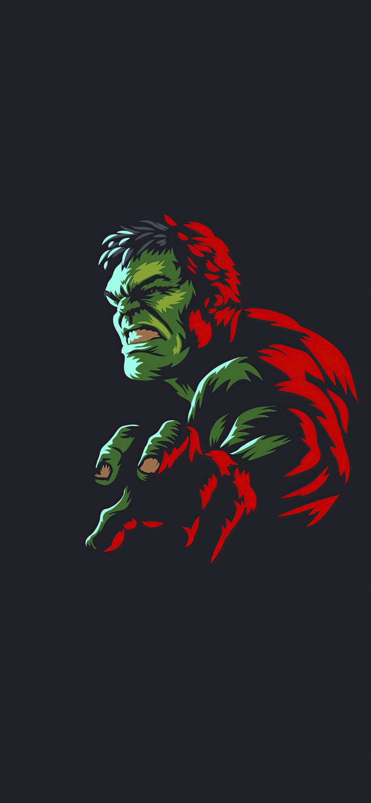 Hulk, el Minimalismo, Superhéroe, Marvel Comics, Arte. Wallpaper in 1242x2688 Resolution