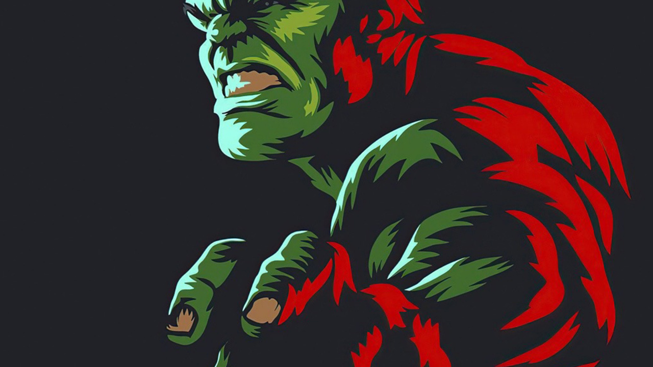 Hulk, el Minimalismo, Superhéroe, Marvel Comics, Arte. Wallpaper in 1280x720 Resolution