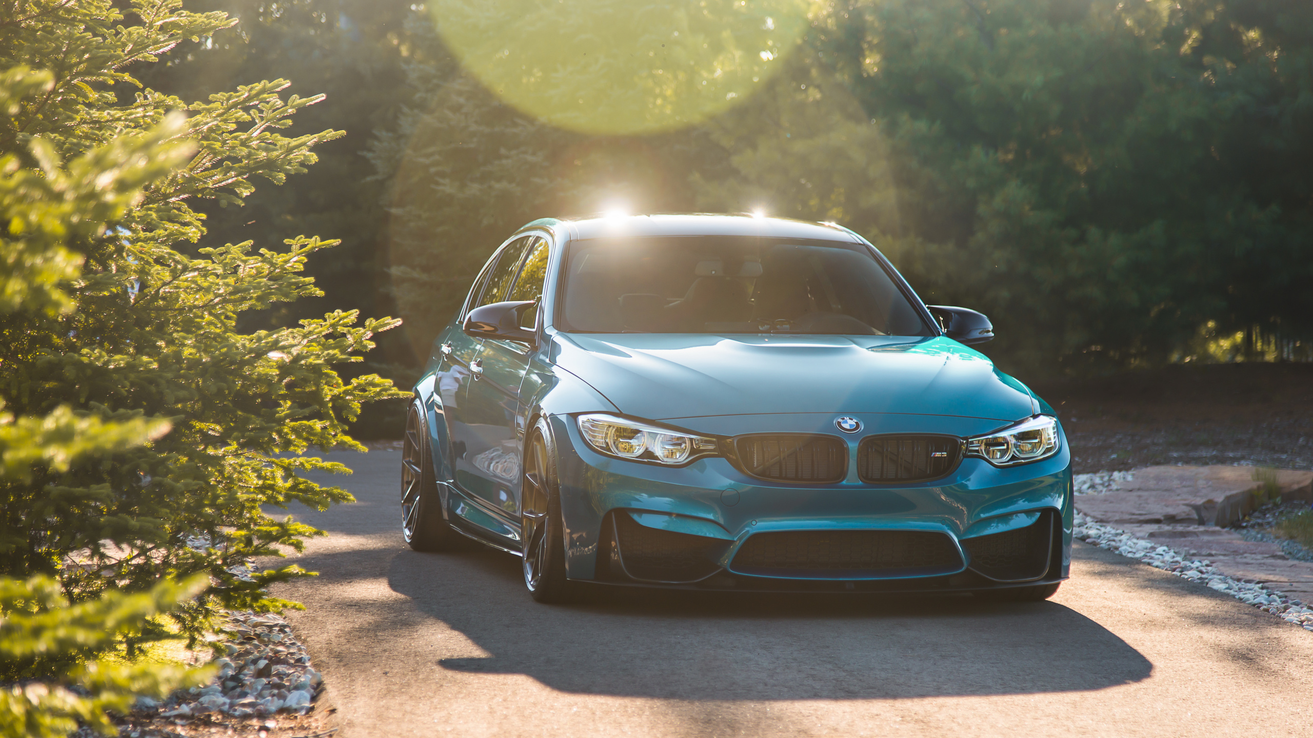 Blue Bmw m 3 Coupe Parked on Gray Concrete Pavement. Wallpaper in 2560x1440 Resolution