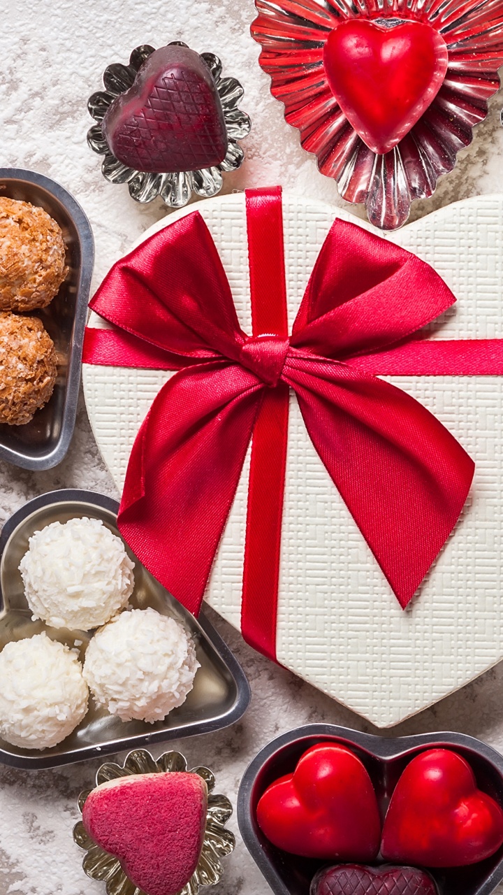 Chocolat, le Jour de Valentines, Bonbon, Aliment, Cœur. Wallpaper in 720x1280 Resolution