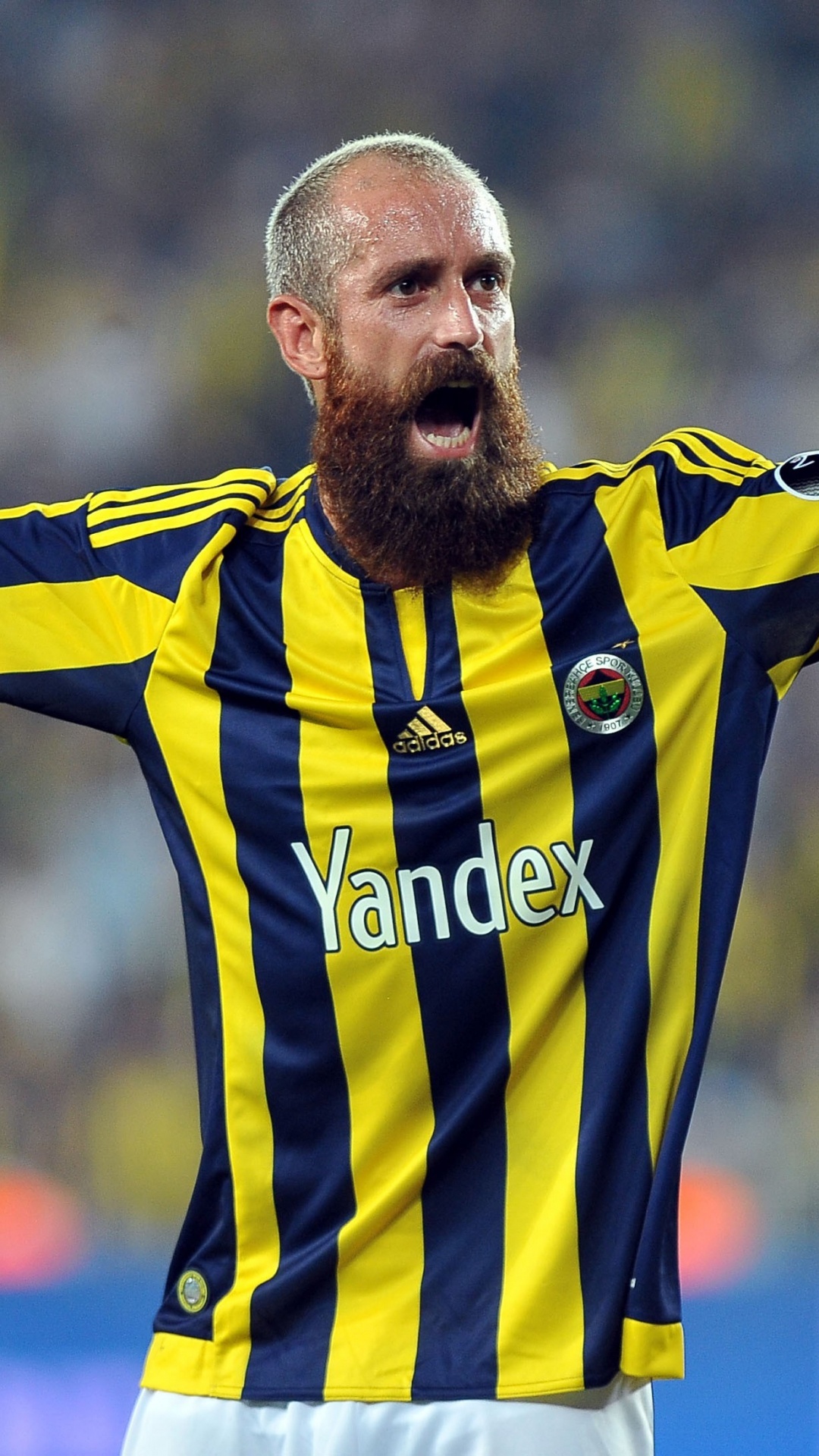 Man in Yellow and Blue Adidas Jersey Shirt. Wallpaper in 1080x1920 Resolution
