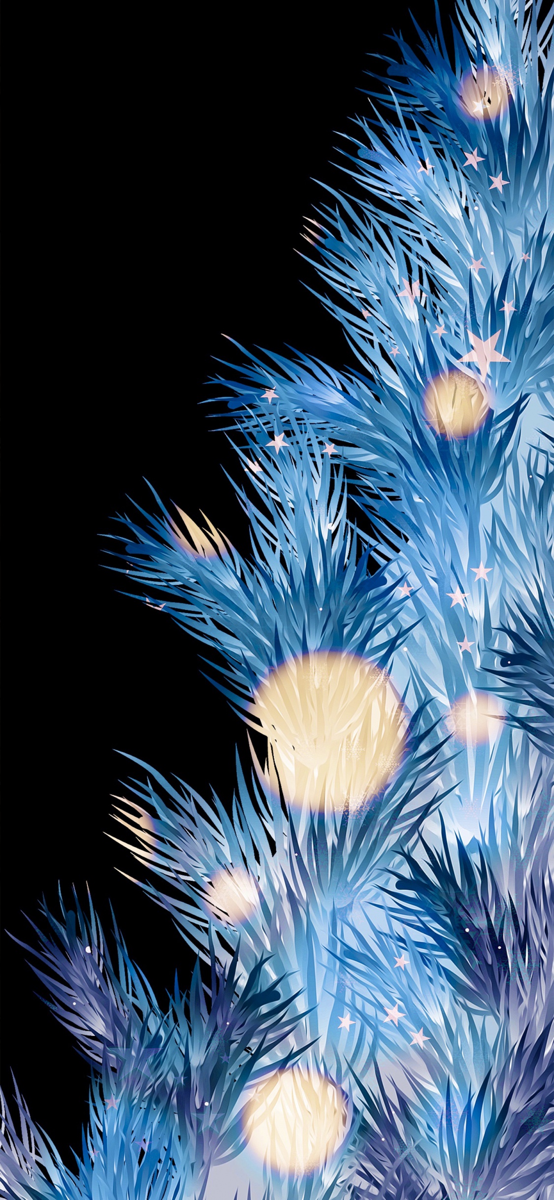 Neujahr, Weihnachten, Weihnachtsbaum, Blau, Kunst. Wallpaper in 1125x2436 Resolution
