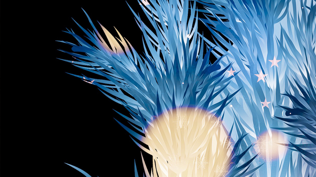 Neujahr, Weihnachten, Weihnachtsbaum, Blau, Kunst. Wallpaper in 1280x720 Resolution