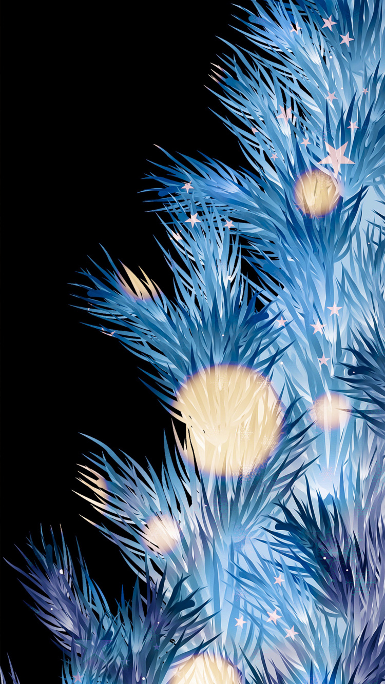 Nouvelle Année, Le Jour De Noël, Arbre de Noël, Blue, Art. Wallpaper in 750x1334 Resolution