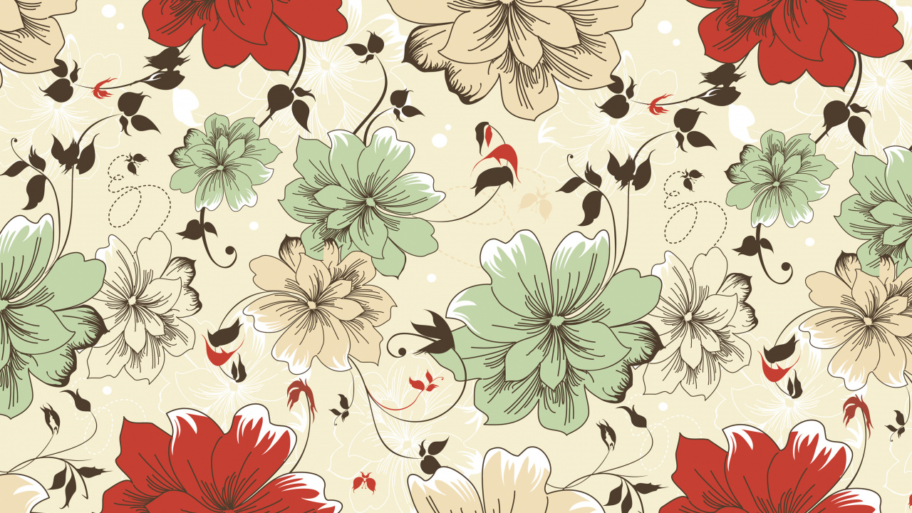 Textile Floral Blanc Rouge et Vert. Wallpaper in 1280x720 Resolution