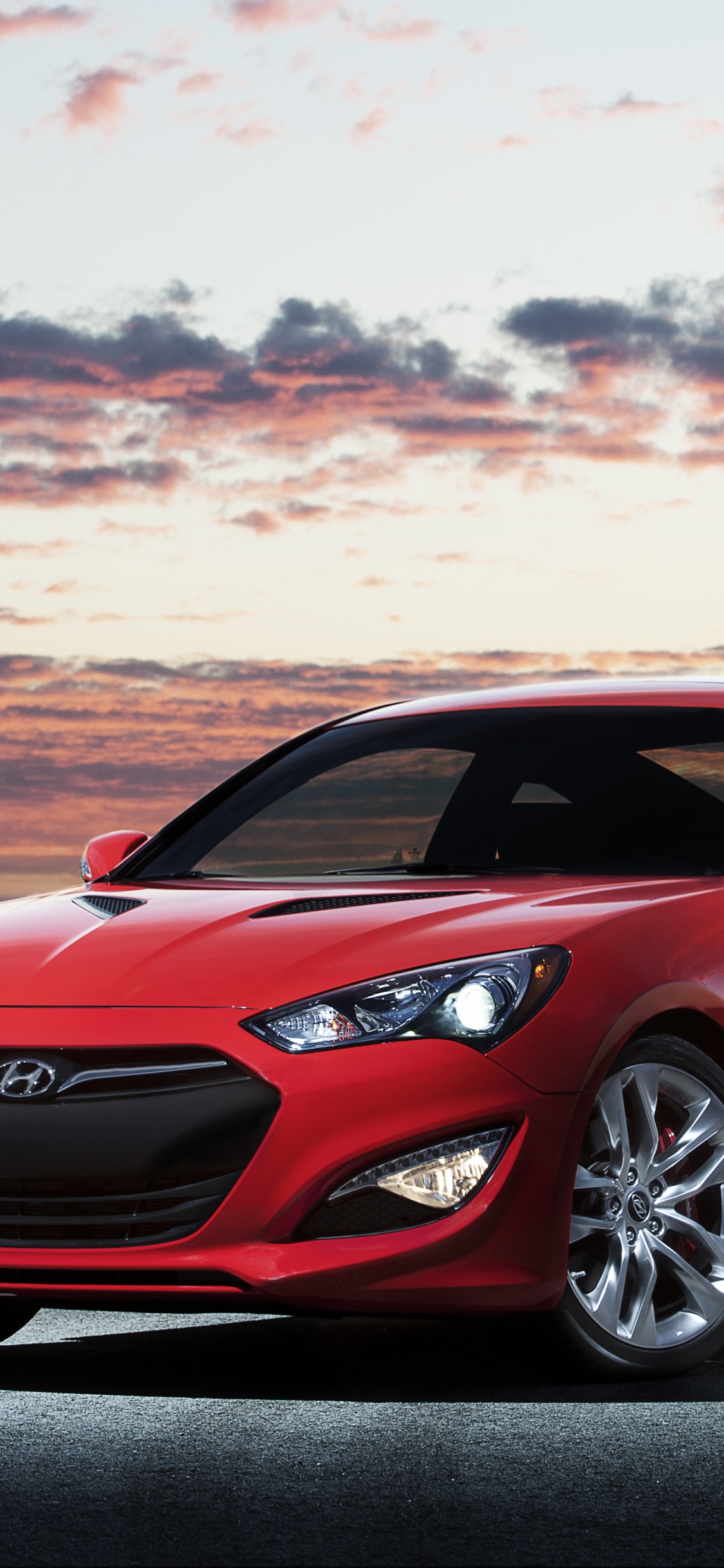 现代创世纪跑车, 2013年现代Genesis Coupe, 政变, 红色的, 现代汽车 壁纸 1125x2436 允许