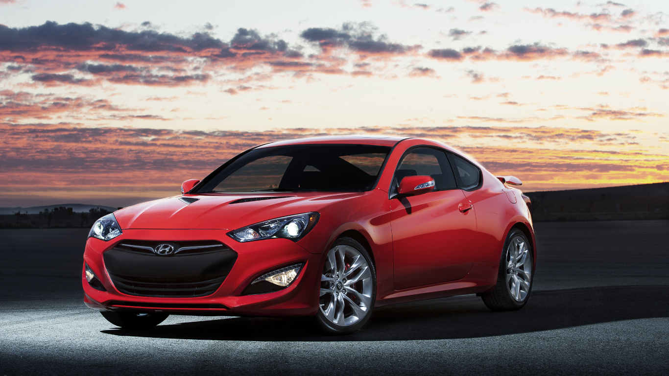 现代创世纪跑车, 2013年现代Genesis Coupe, 政变, 红色的, 现代汽车 壁纸 1366x768 允许