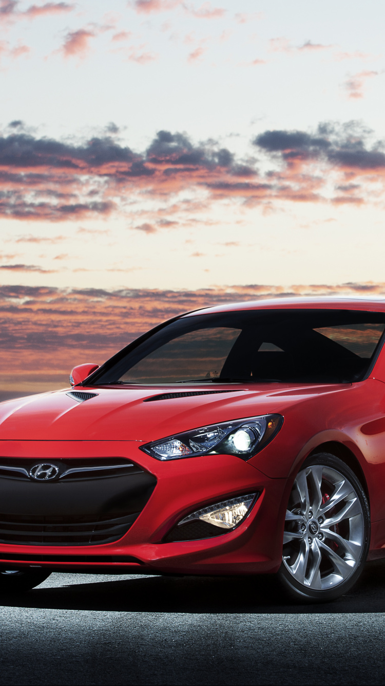 现代创世纪跑车, 2013年现代Genesis Coupe, 政变, 红色的, 现代汽车 壁纸 750x1334 允许