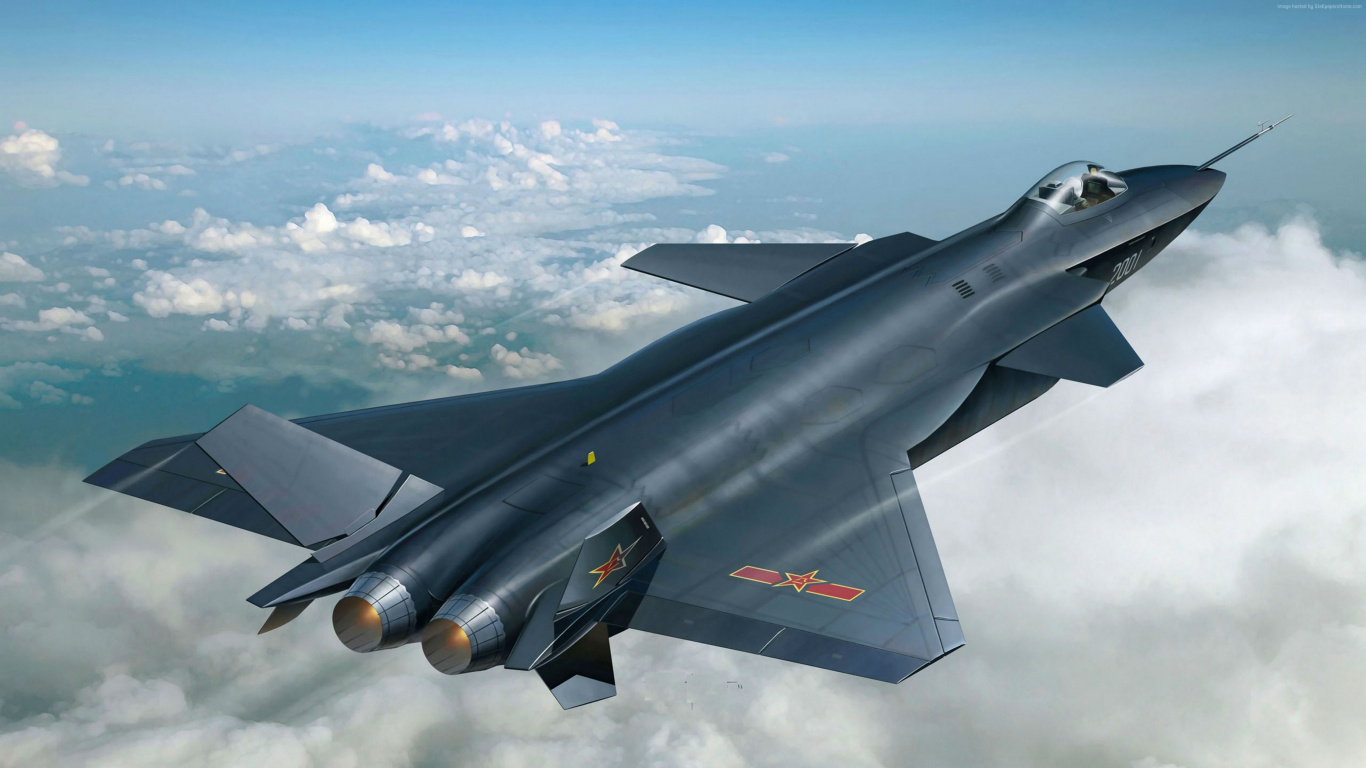 Black Jet Plane Flying Over White Clouds During Daytime. Wallpaper in 1366x768 Resolution