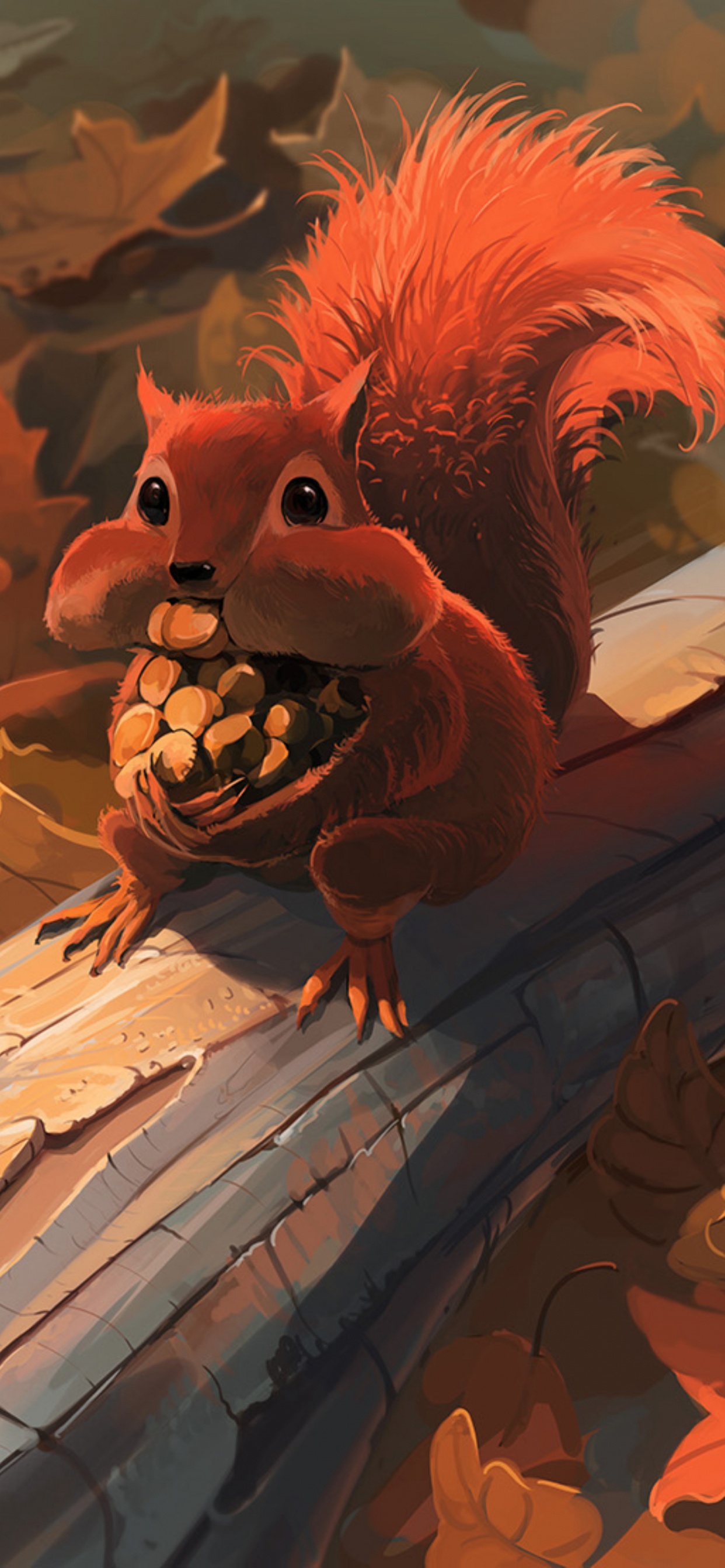 Pájaro Marrón y Blanco en la Pintura de la Rama de un Árbol. Wallpaper in 1242x2688 Resolution