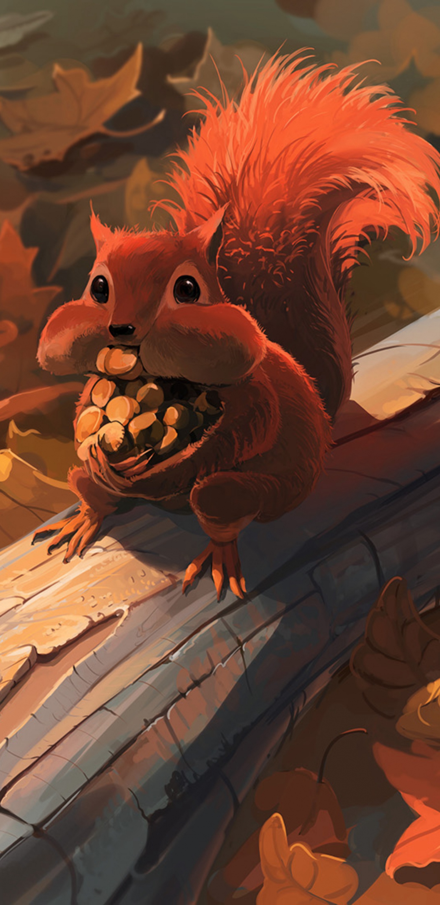 Pájaro Marrón y Blanco en la Pintura de la Rama de un Árbol. Wallpaper in 1440x2960 Resolution