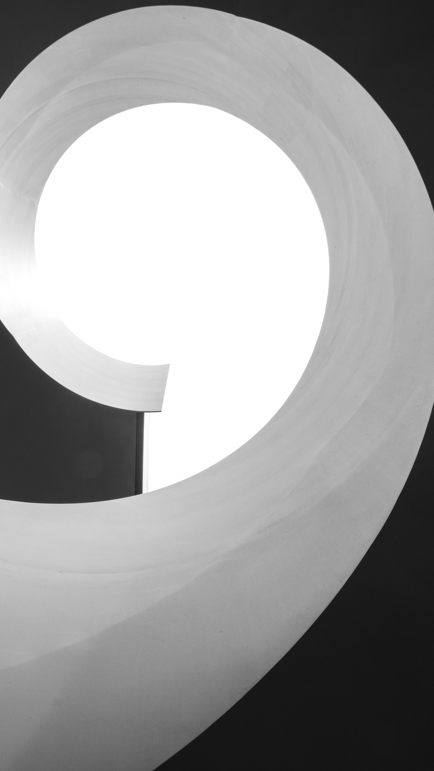 Black and White Round Tunnel. Wallpaper in 1440x2560 Resolution