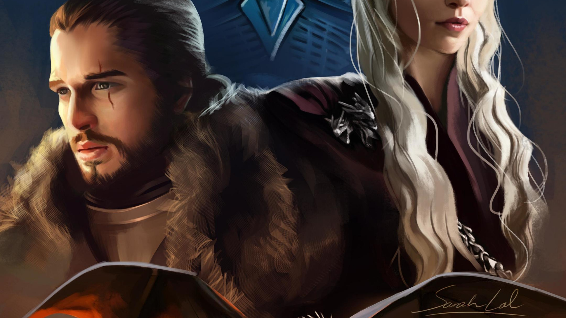 Games of Thrones, Game of Thrones Fanart, Game of Thrones, Daenerys Targaryen, Jon Snow. Wallpaper in 1920x1080 Resolution