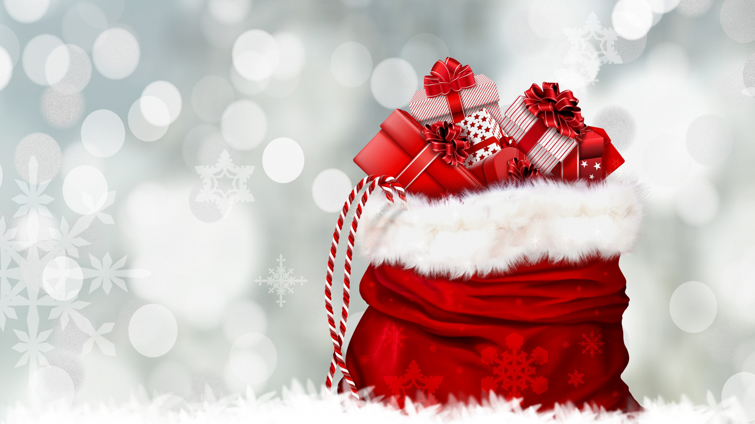 Le Jour De Noël, Santa Claus, Cadeau de Noël, Red, Hiver. Wallpaper in 2560x1440 Resolution