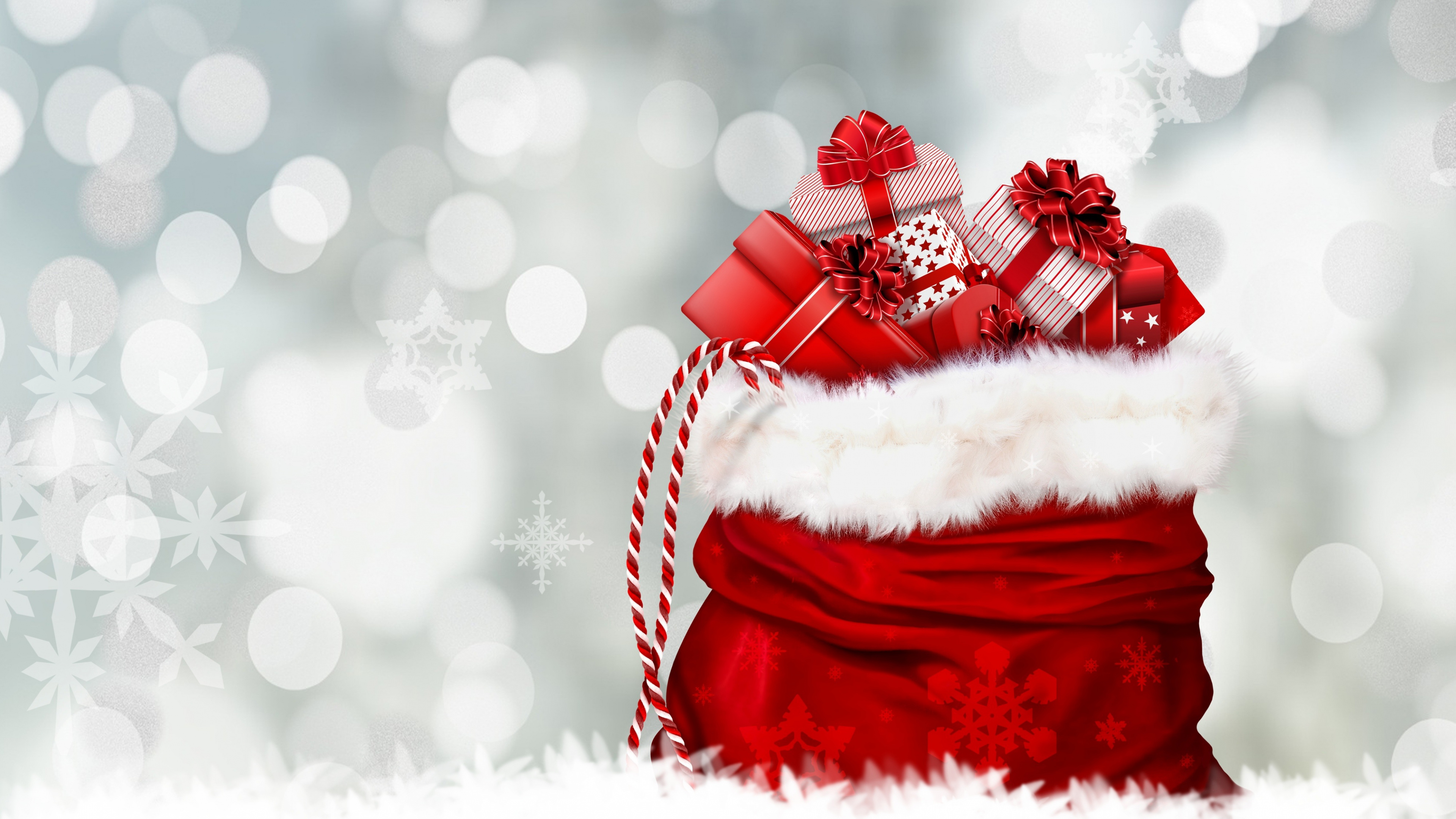 圣诞节那天, 圣诞老人, 圣诞节礼物, 红色的, 冬天 壁纸 3840x2160 允许