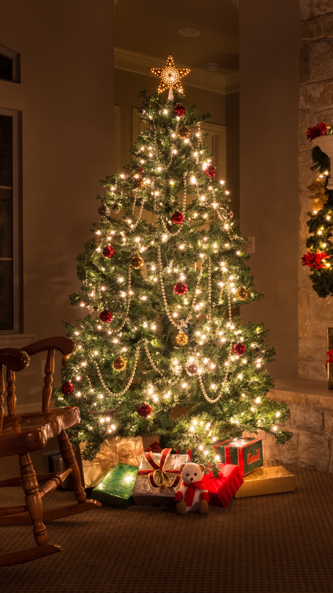 Weihnachten, Weihnachtsdekoration, Weihnachtsbaum, Baum, Startseite. Wallpaper in 1080x1920 Resolution