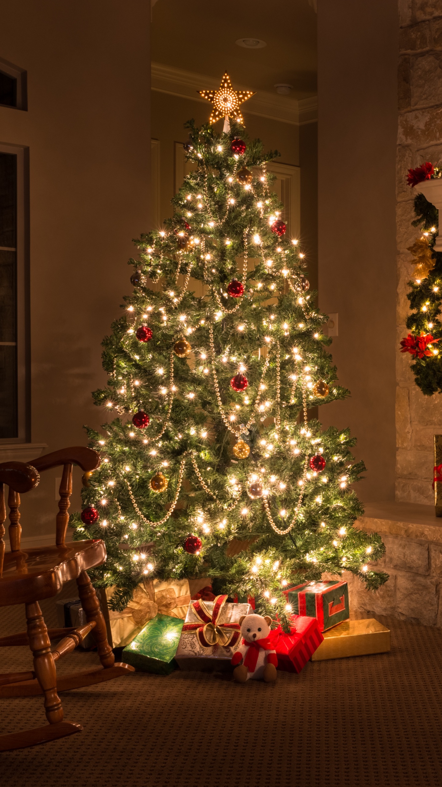 Weihnachten, Weihnachtsdekoration, Weihnachtsbaum, Baum, Startseite. Wallpaper in 1440x2560 Resolution