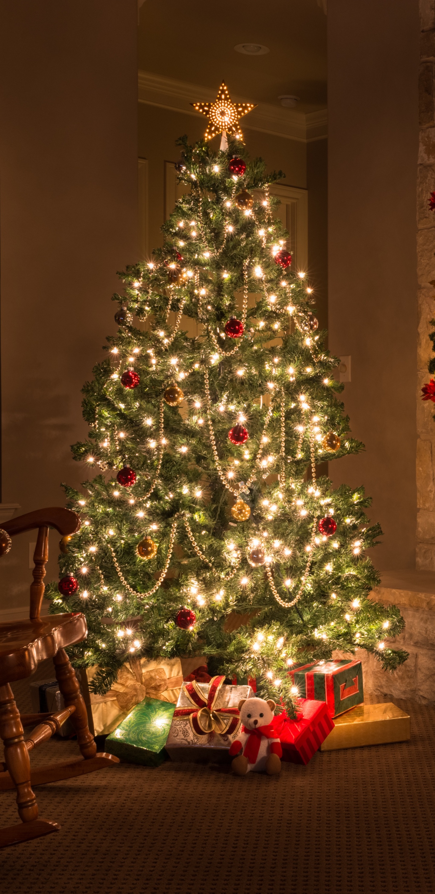 Weihnachten, Weihnachtsdekoration, Weihnachtsbaum, Baum, Startseite. Wallpaper in 1440x2960 Resolution