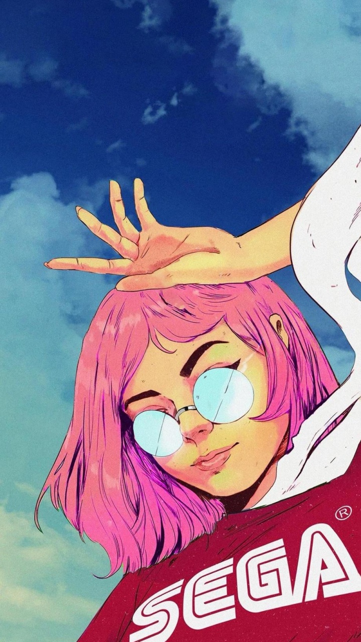 Chica Gamer, Caricatura, Sega, Boca, Gesto. Wallpaper in 720x1280 Resolution