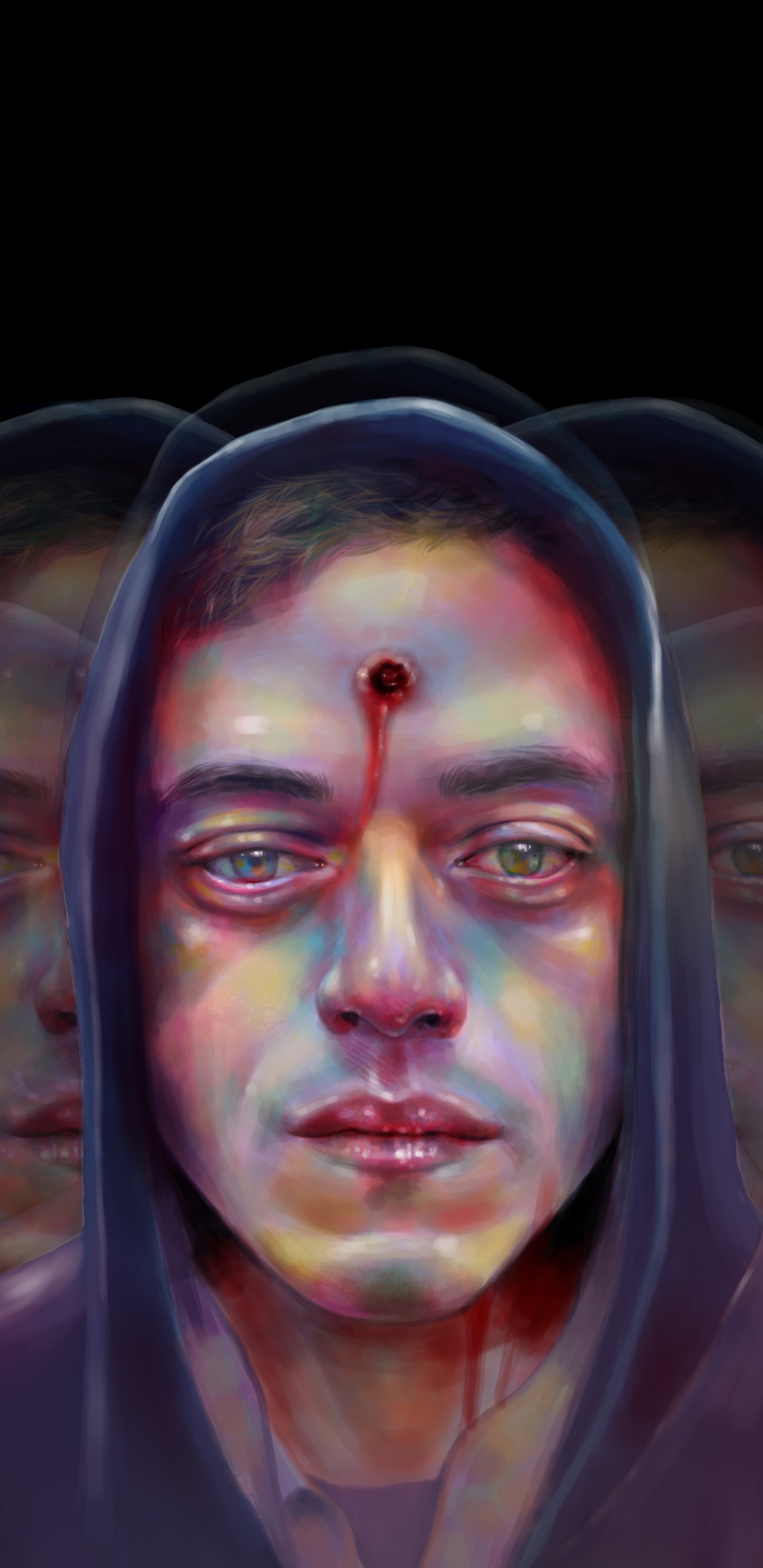 Rami Malek, Monsieur Robot, Art, Face, Tête. Wallpaper in 1440x2960 Resolution