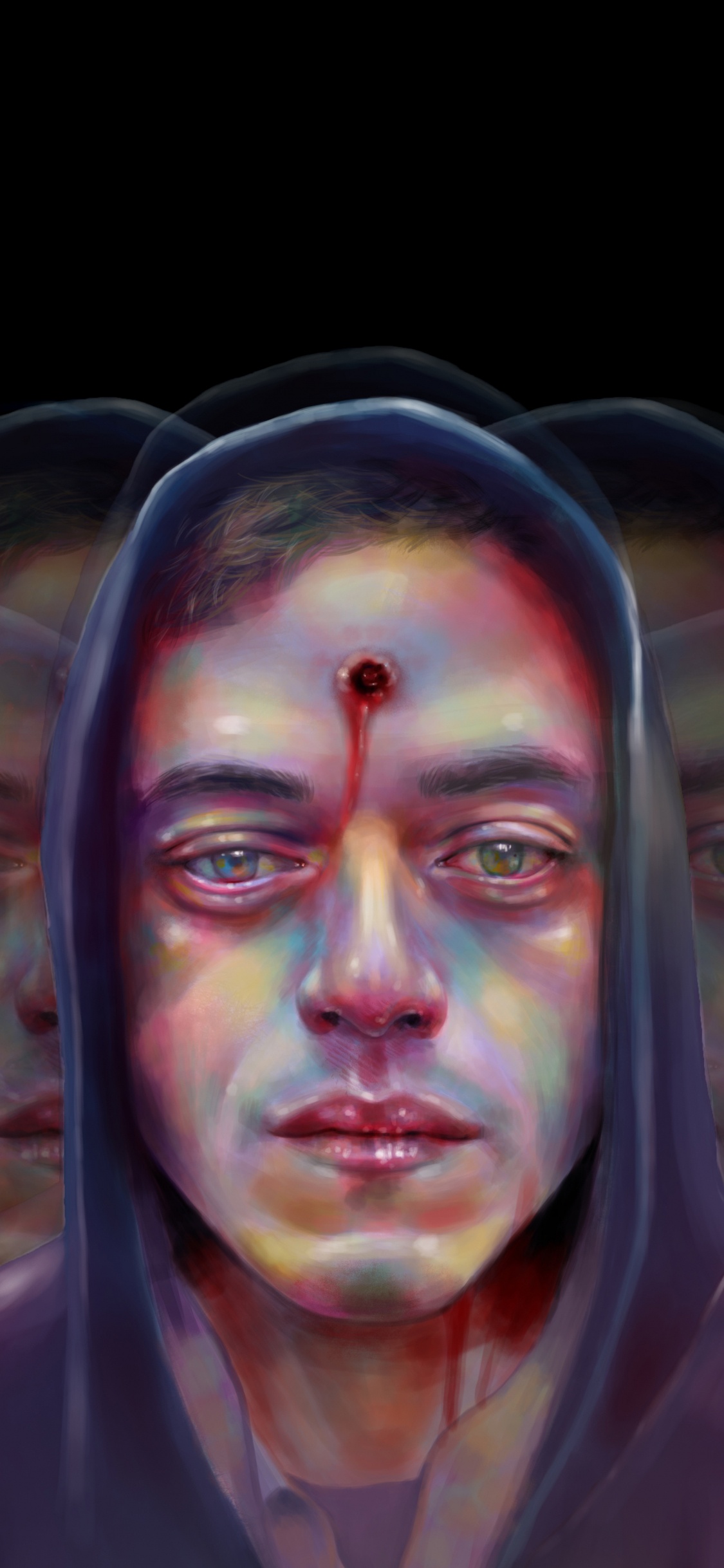 Rami Malek, Mr Robot, Art, Face, Head. Wallpaper in 1125x2436 Resolution