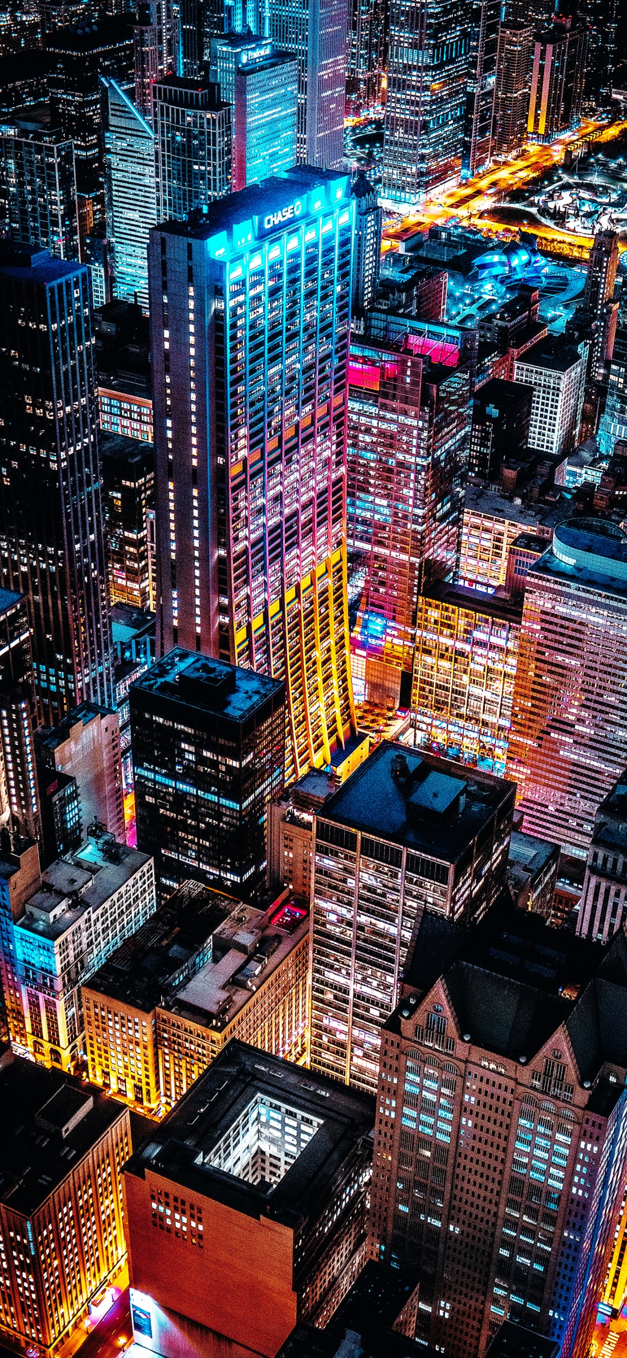 Cityscape, Skyscraper, Building, Light, Blue. Wallpaper in 1242x2688 Resolution
