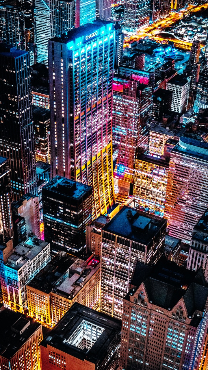 Cityscape, Skyscraper, Building, Light, Blue. Wallpaper in 720x1280 Resolution