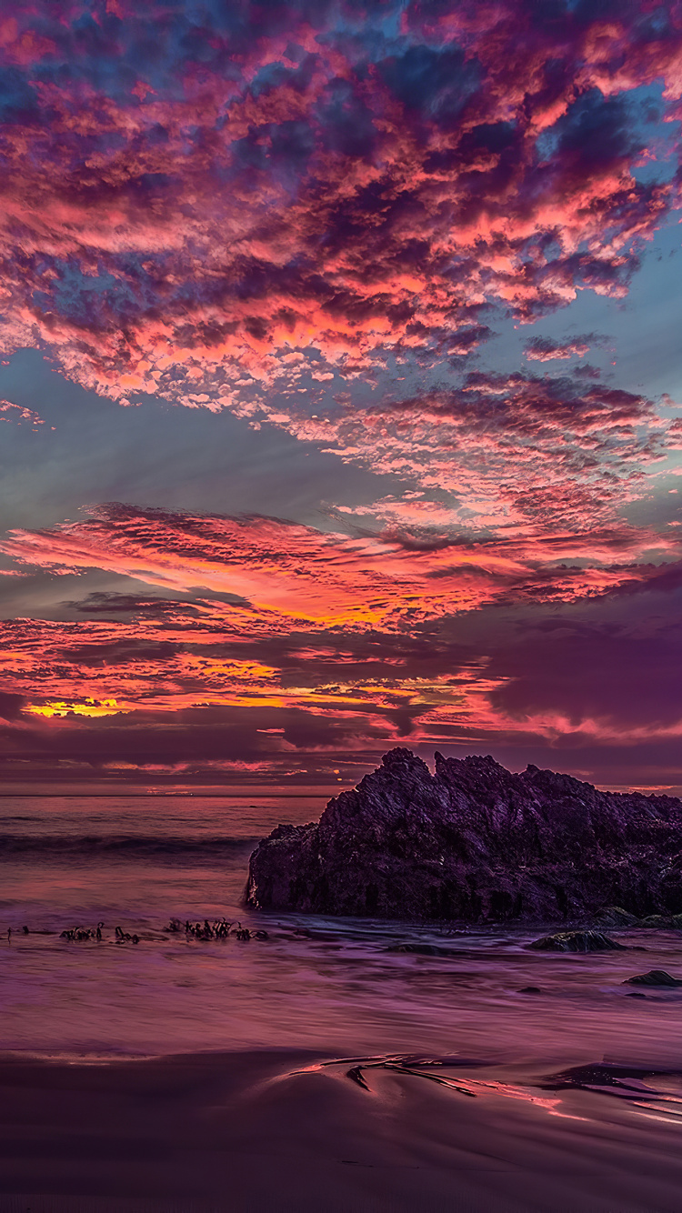 Afterglow, Naturaleza, Mar, Oceano, Puesta. Wallpaper in 750x1334 Resolution