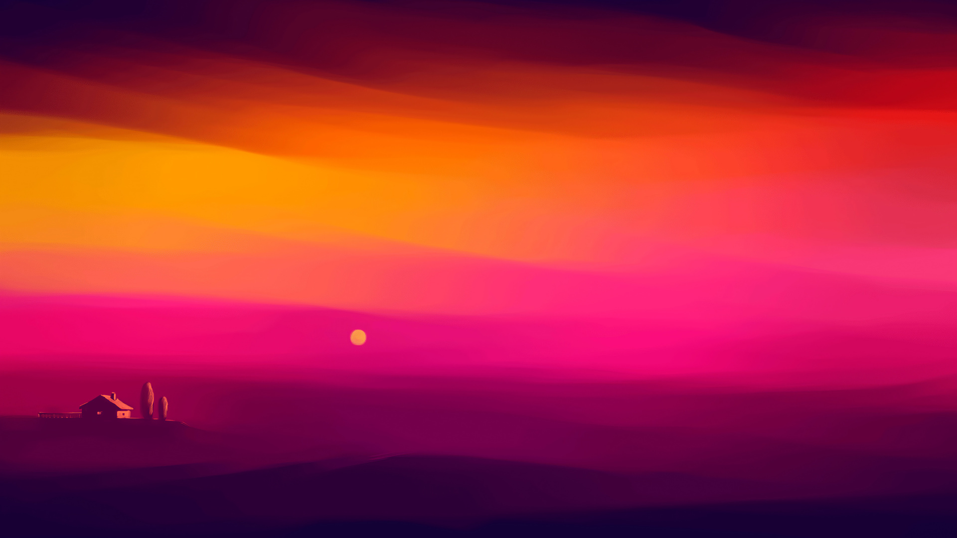 艺术, 艺术家, 余辉, 地平线, 日出 壁纸 1920x1080 允许