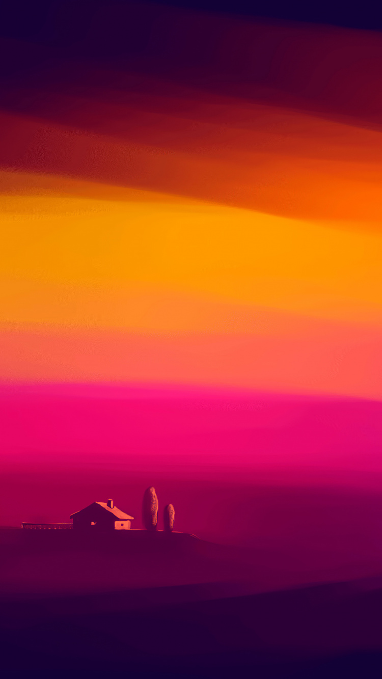 Silhouette of Mountain During Sunset. Wallpaper in 750x1334 Resolution