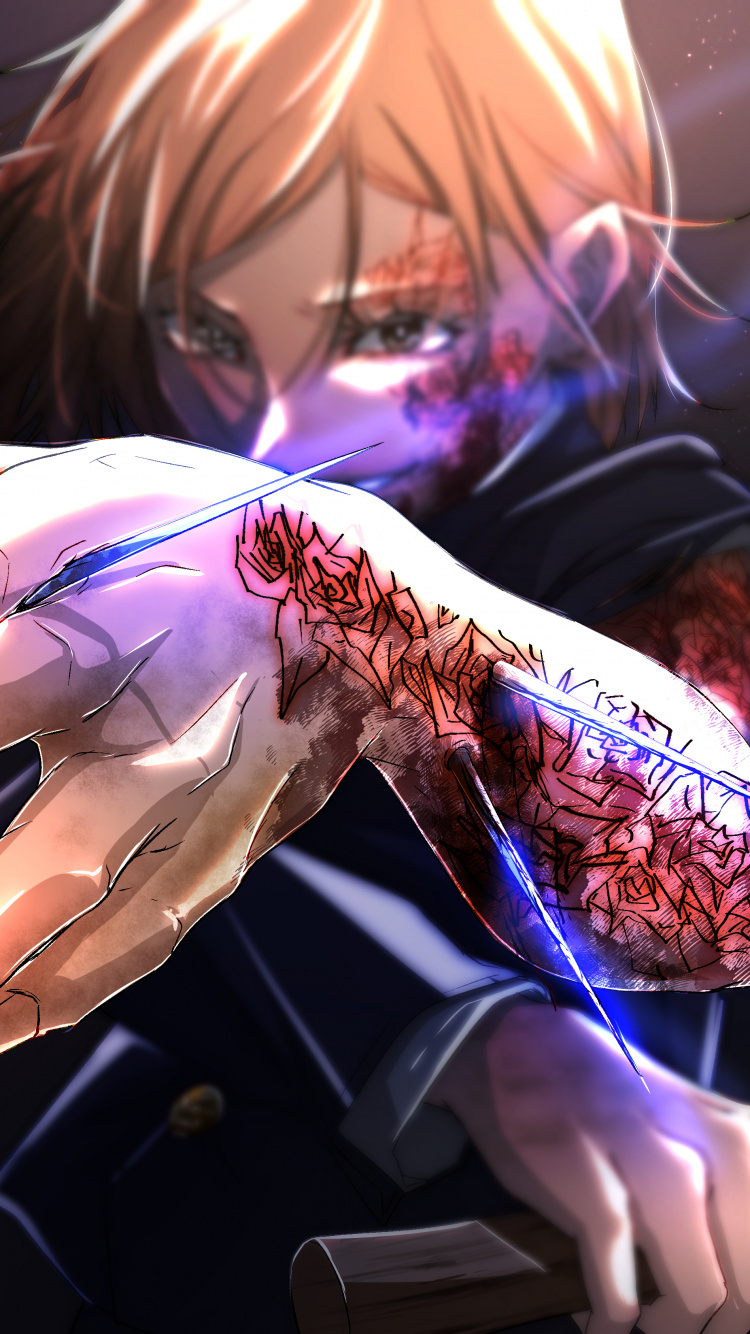 Nobara Kugisaki, Satoru Gojo, Yuji Itadori, Megumi Fushiguro, Jujutsu Kaisen. Wallpaper in 750x1334 Resolution